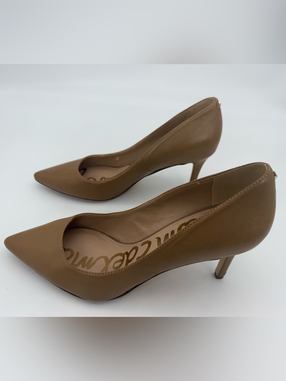 Sam Edelman Tristan Tan Nude Leather Pointed Toe Pumps Size 8.5 - Picture 3 of 10